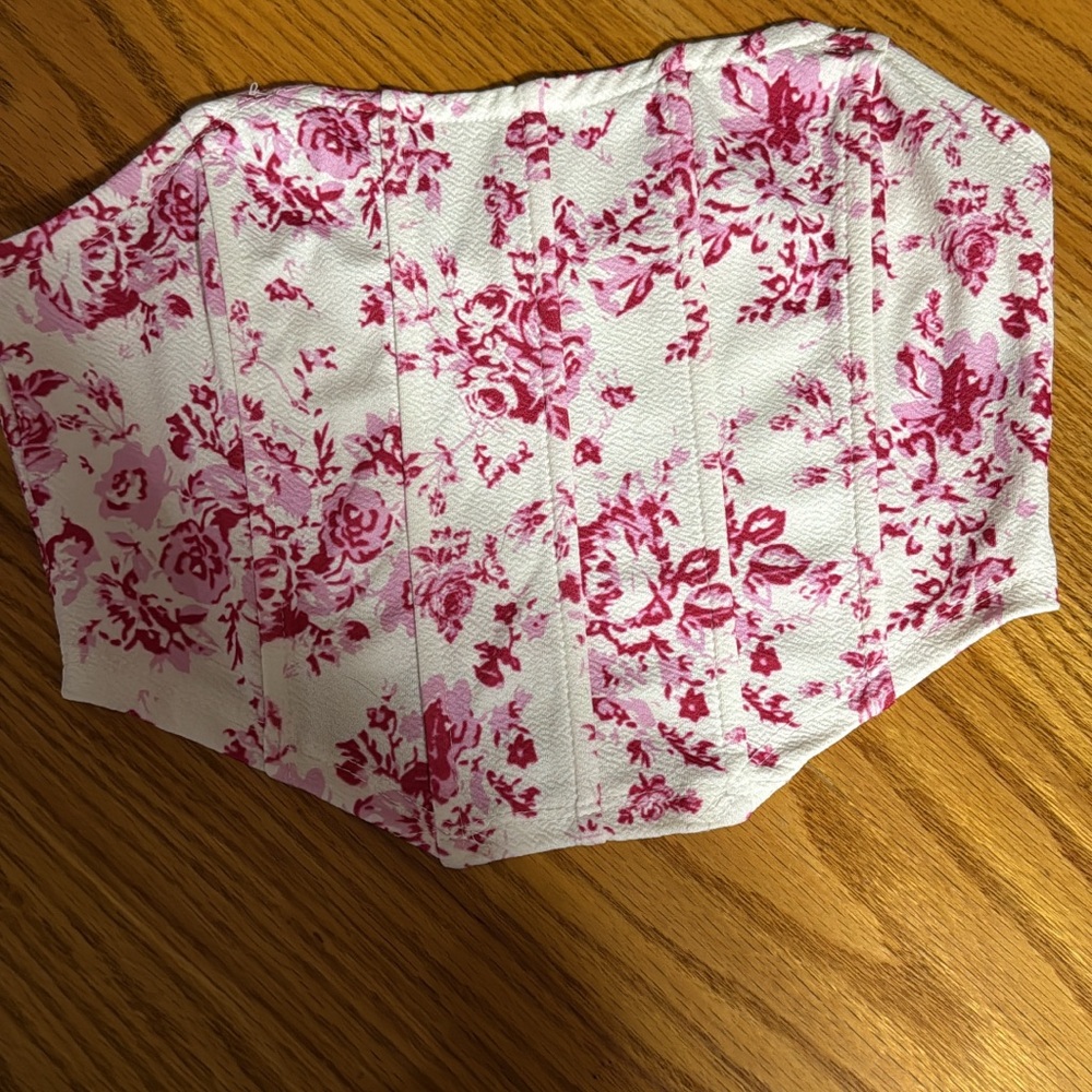 Floral Pink and White Crop Top